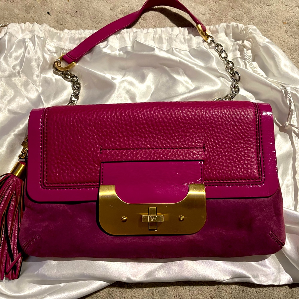 DVF Magenta Leather Clutch
